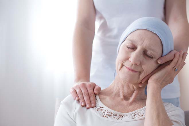 Happy Elderly Woman With Cancer