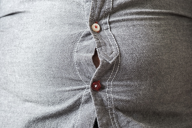 Man With Overweight. Concept Of Beer Belly