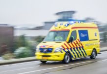 Ambulance Rushing To An Accident At High Speed