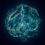 Hologram Brain activity visualization with particles 3d render