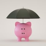Piggy Bank with Umbrella, Financial Insurance, Protection
