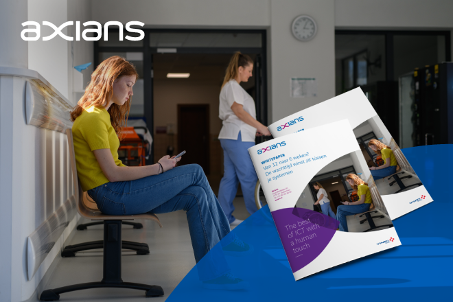 Axians_Advertentie-Skipr_Advertorial-AppDev_660x440 vrouw wachtend in de wachtruimte van een ziekenhuis